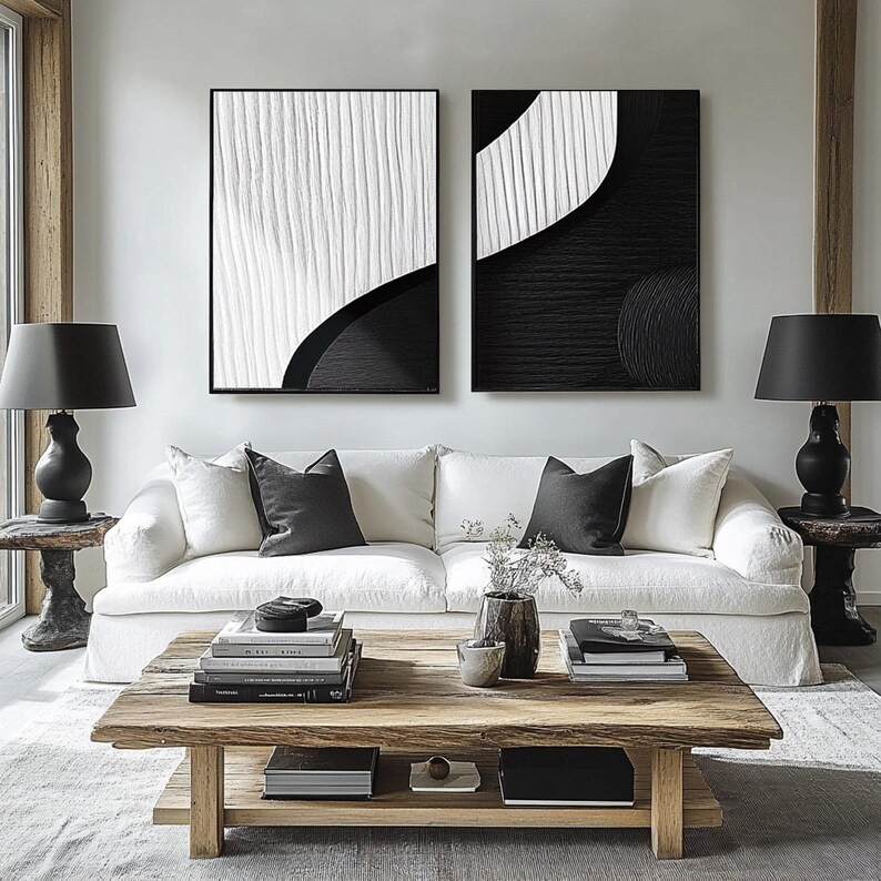 Black and White Painting ( 2 Paintings ) #ABSC350