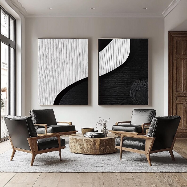 Black and White Painting ( 2 Paintings ) #ABSC350