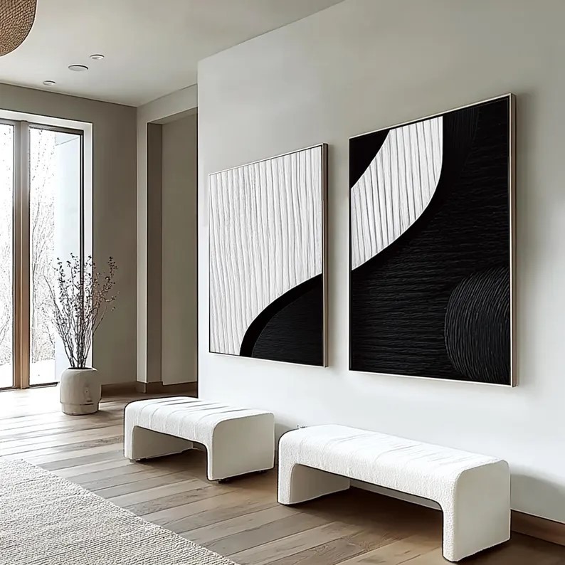 Black and White Painting ( 2 Paintings ) #ABSC350