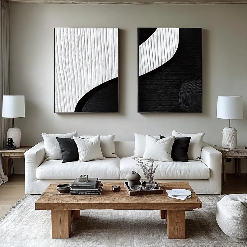 Black and White Painting ( 2 Paintings ) #ABSC350