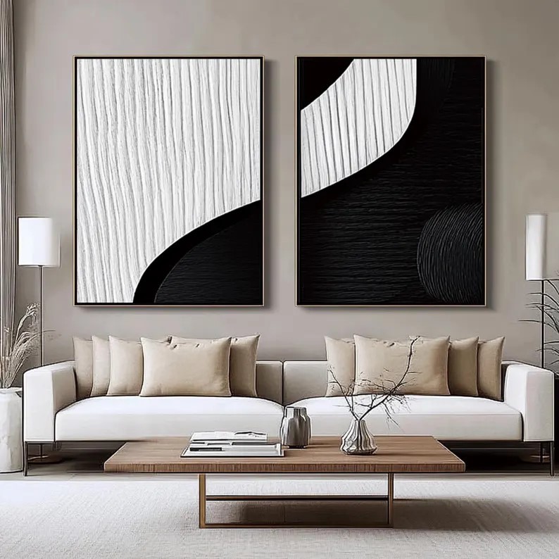 Black and White Painting ( 2 Paintings ) #ABSC350