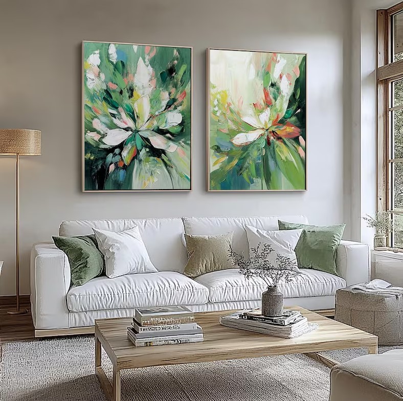 Abstract Flower Painting ( 2 Paintings ) #ABSC351