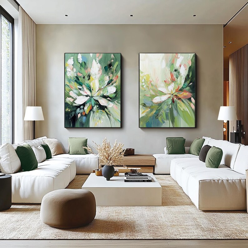 Abstract Flower Painting ( 2 Paintings ) #ABSC351