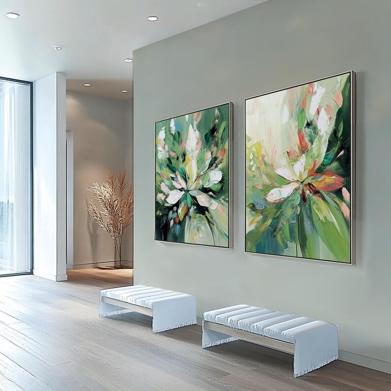 Abstract Flower Painting ( 2 Paintings ) #ABSC351