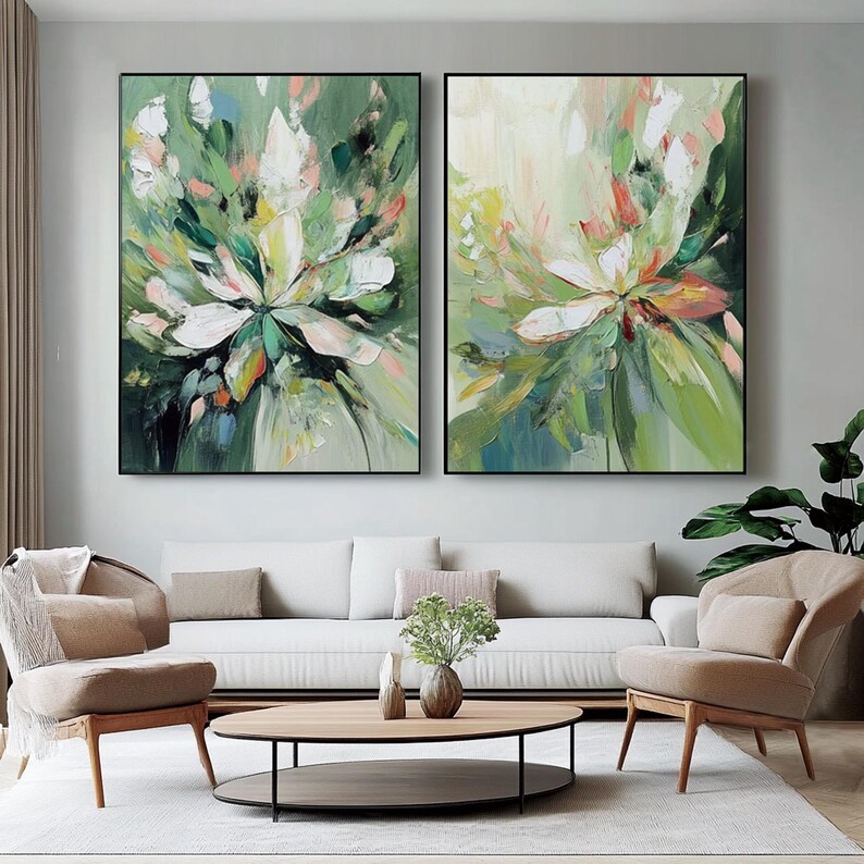 Abstract Flower Painting ( 2 Paintings ) #ABSC351