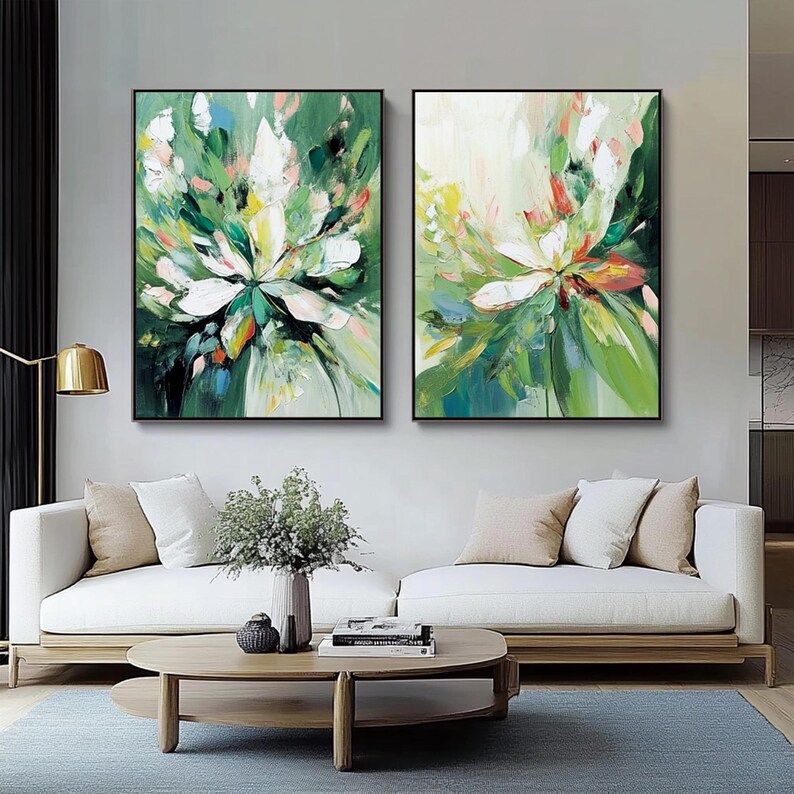 Abstract Flower Painting ( 2 Paintings ) #ABSC351