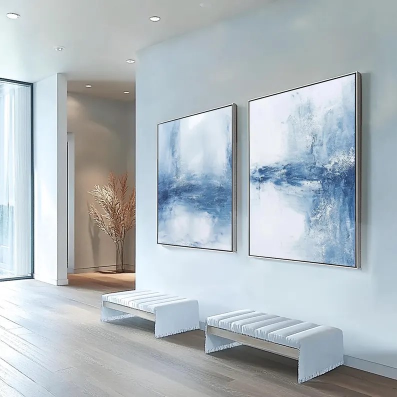 Blue Texture Painting ( 2 Paintings ) #ABSC353