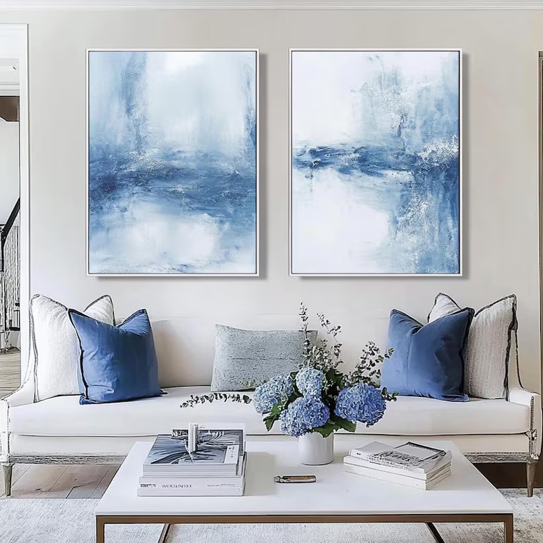 Blue Texture Painting ( 2 Paintings ) #ABSC353