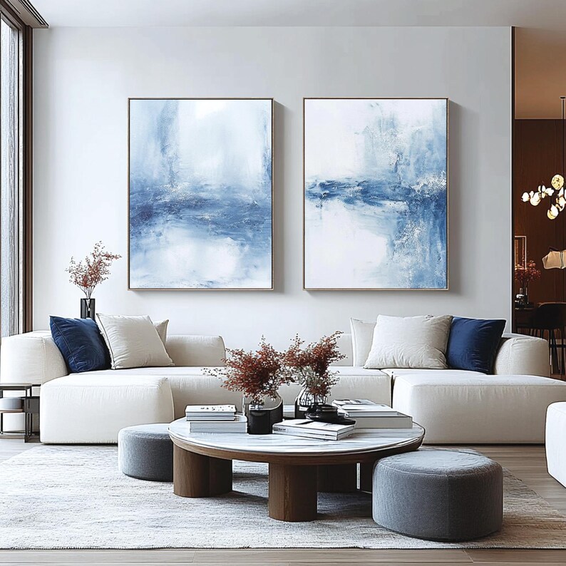 Blue Texture Painting ( 2 Paintings ) #ABSC353
