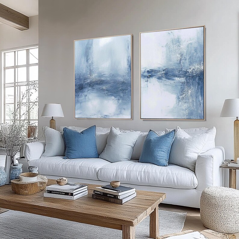 Blue Texture Painting ( 2 Paintings ) #ABSC353
