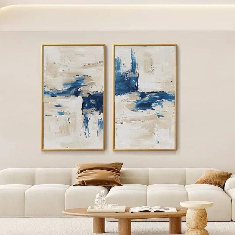 Blue and White Painting ( 2 Paintings ) #ABSC355