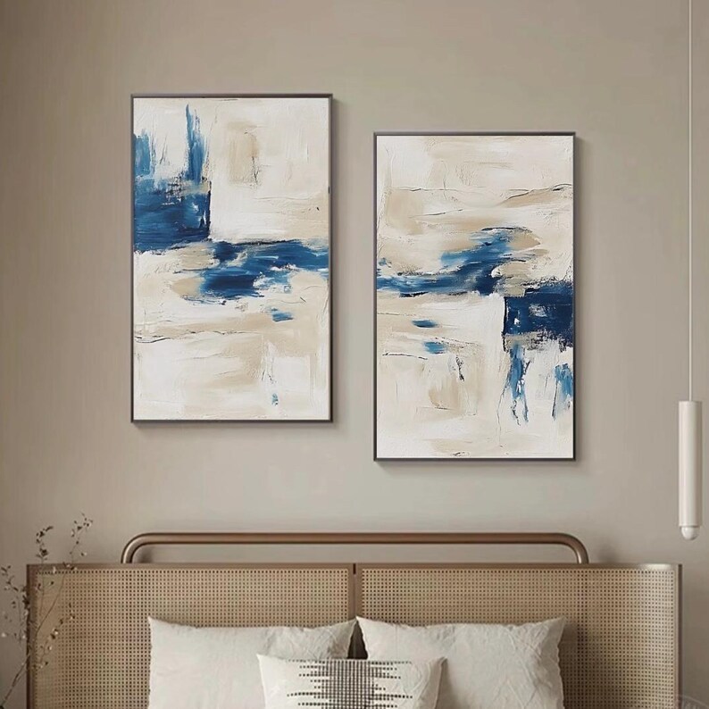 Blue and White Painting ( 2 Paintings ) #ABSC355