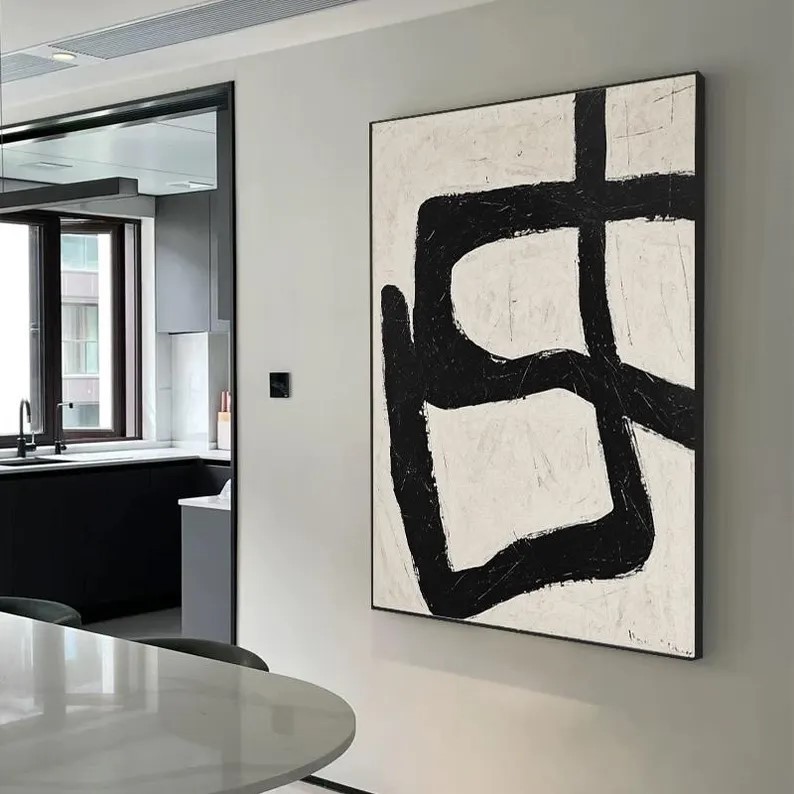 Beige Black Abstract Painting #ABSY409