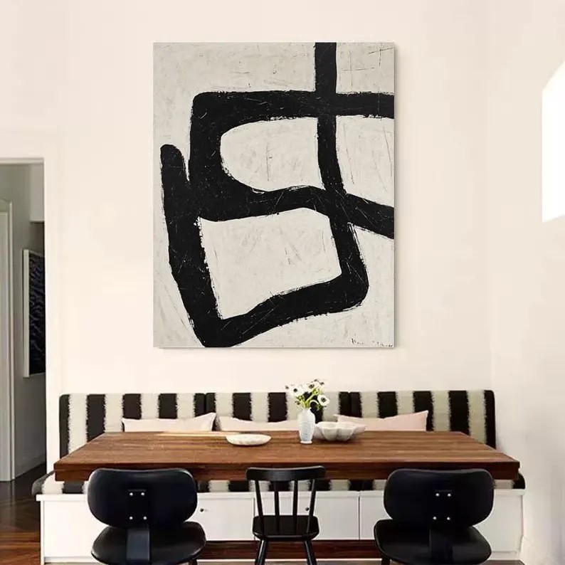 Beige Black Abstract Painting #ABSY409