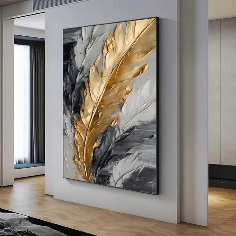 Gold Feather Painting #ABSY471