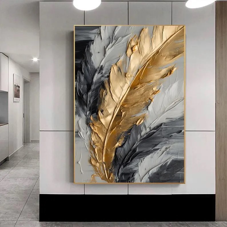 Gold Feather Painting #ABSY471