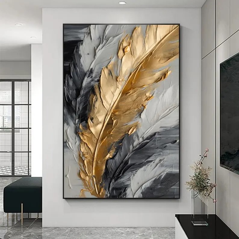 Gold Feather Painting #ABSY471