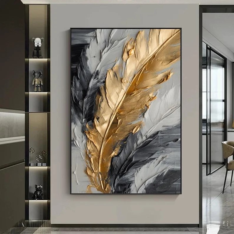 Gold Feather Painting #ABSY471
