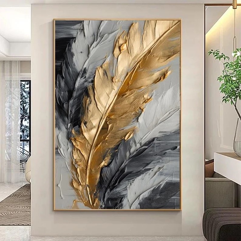 Gold Feather Painting #ABSY471