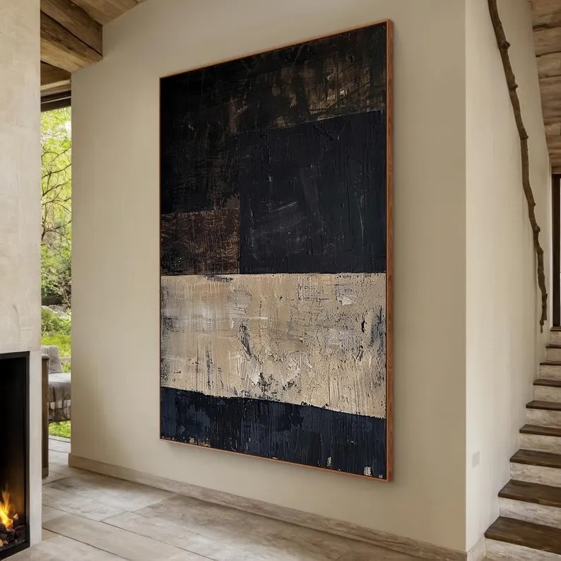 Black Beige Abstract Painting #ABSL113