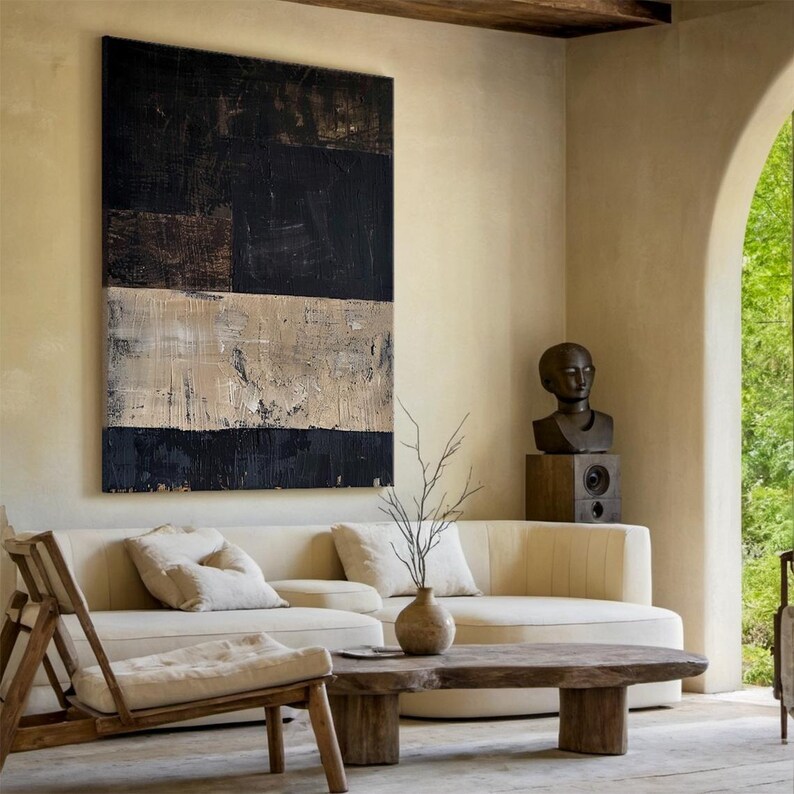 Black Beige Abstract Painting #ABSL113