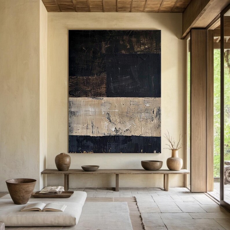 Black Beige Abstract Painting #ABSL113
