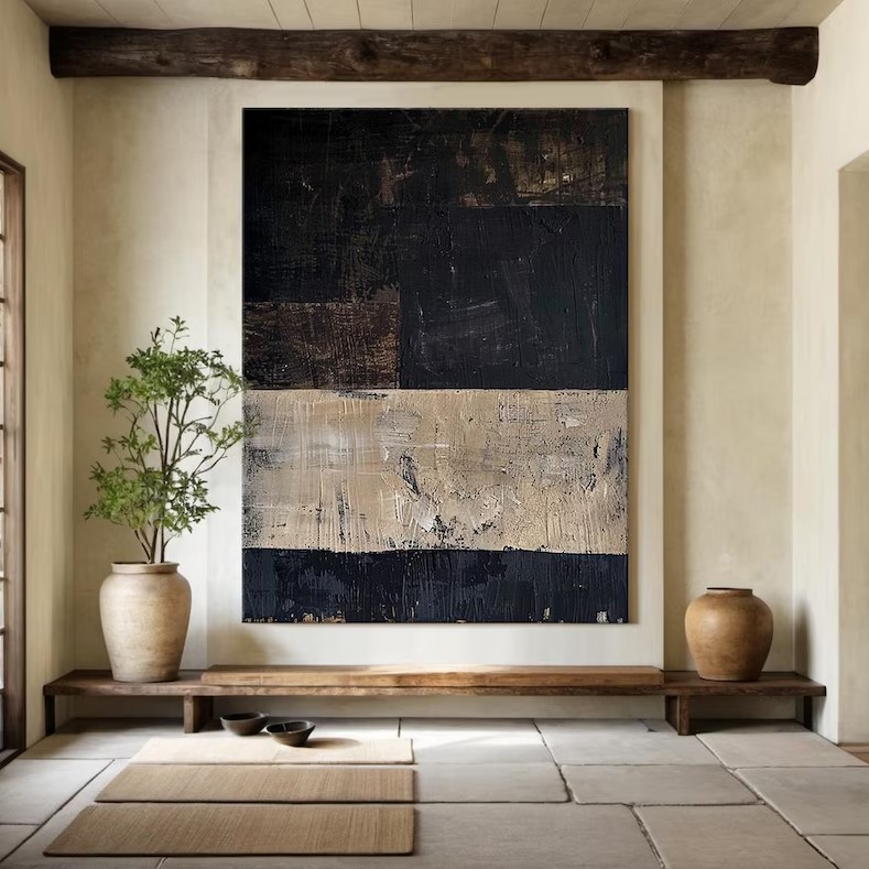 Black Beige Abstract Painting #ABSL113