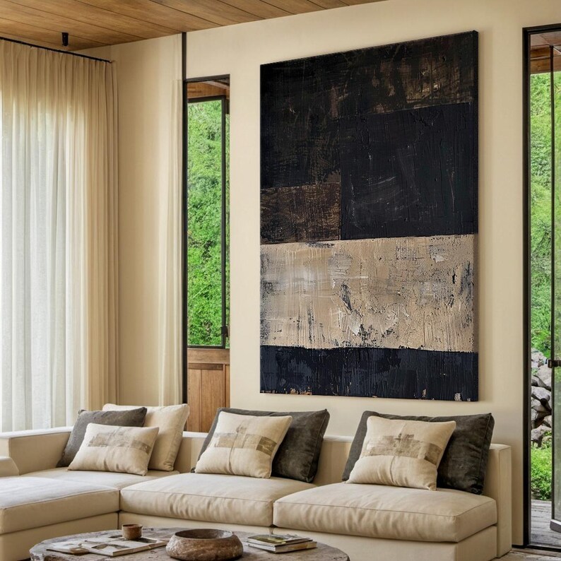 Black Beige Abstract Painting #ABSL113