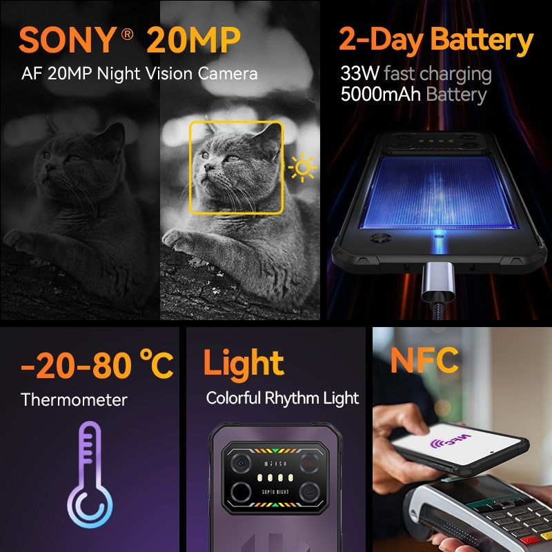 IIIF150 Air1 Ultra Rugged Smartphone 6.8"FHD 120Hz G99 64MP Camera 8GB+128GB Night Vision Cellphone Celular Ultra-thin Rugged