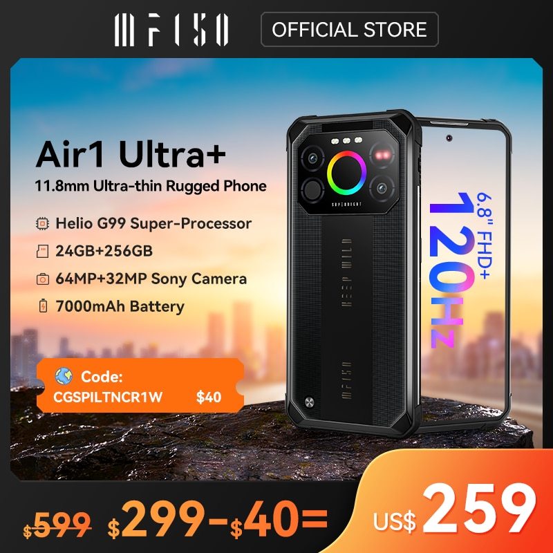 [World Premiere] IIIF150 Air1 Ultra+ Rugged Smartphone 6.8' FHD+ 12GB 256GB 7000mAh Ultra-thin Rugged 120Hz G99 64MP Cellphone