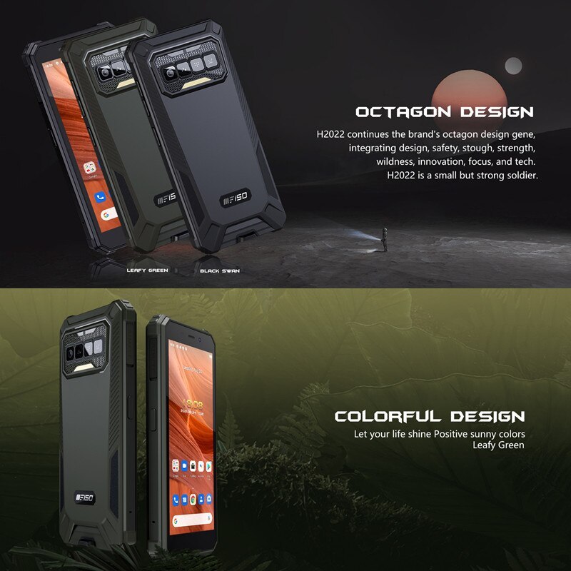 IIIF150 H2022 Outdoor Sports Mobile Phone With NFC Features IP68/69K 5.5 Inch HD+ Waterproof Rugged Smartphone 4GB+32G RAM