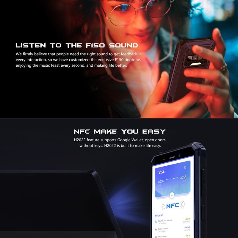 IIIF150 H2022 Outdoor Sports Mobile Phone With NFC Features IP68/69K 5.5 Inch HD+ Waterproof Rugged Smartphone 4GB+32G RAM