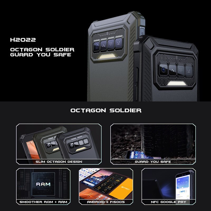 IIIF150 H2022 Outdoor Sports Mobile Phone With NFC Features IP68/69K 5.5 Inch HD+ Waterproof Rugged Smartphone 4GB+32G RAM