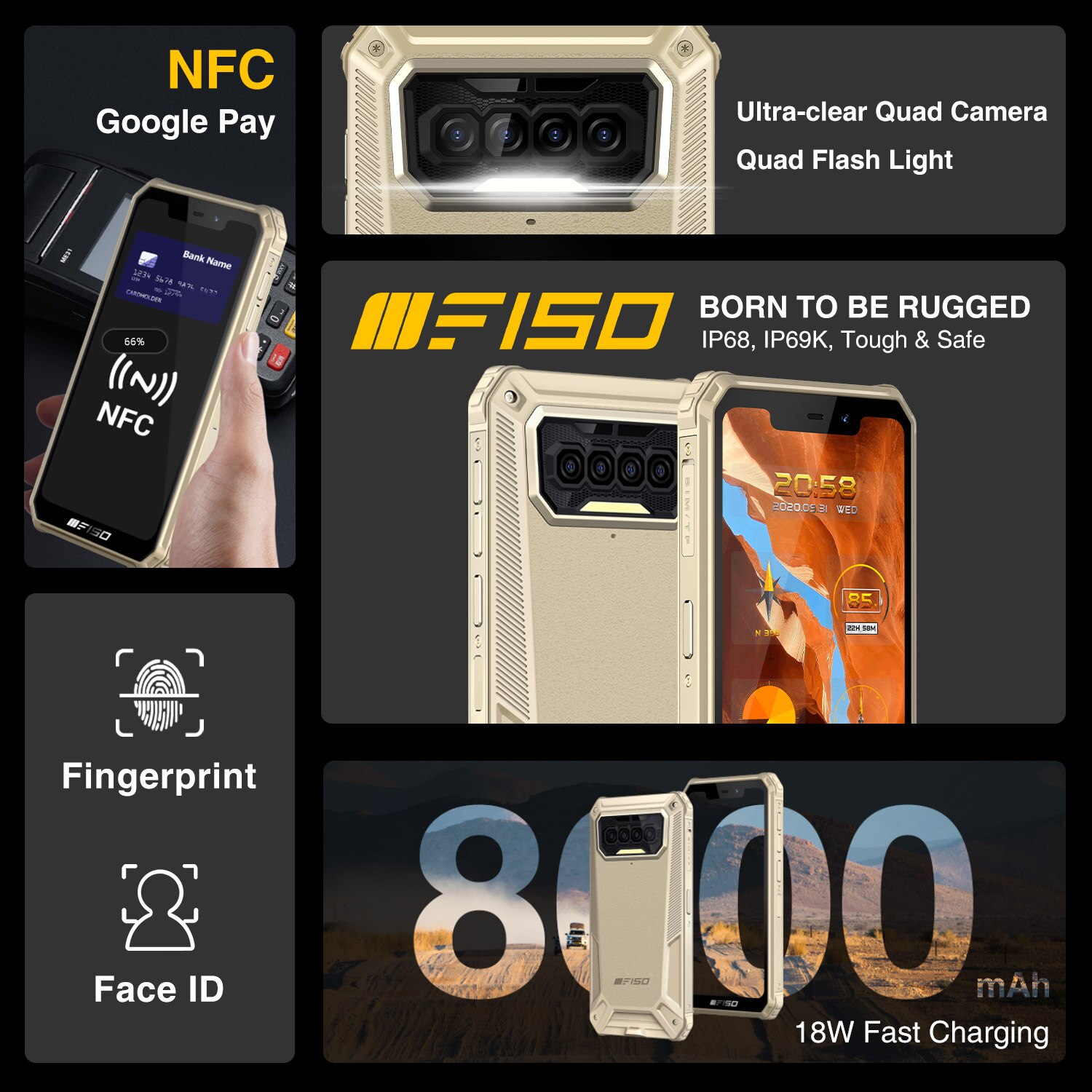 IIIF150 B2021 8000mAh Helio G25 Octa Core Mobile Phone 5.86''HD+