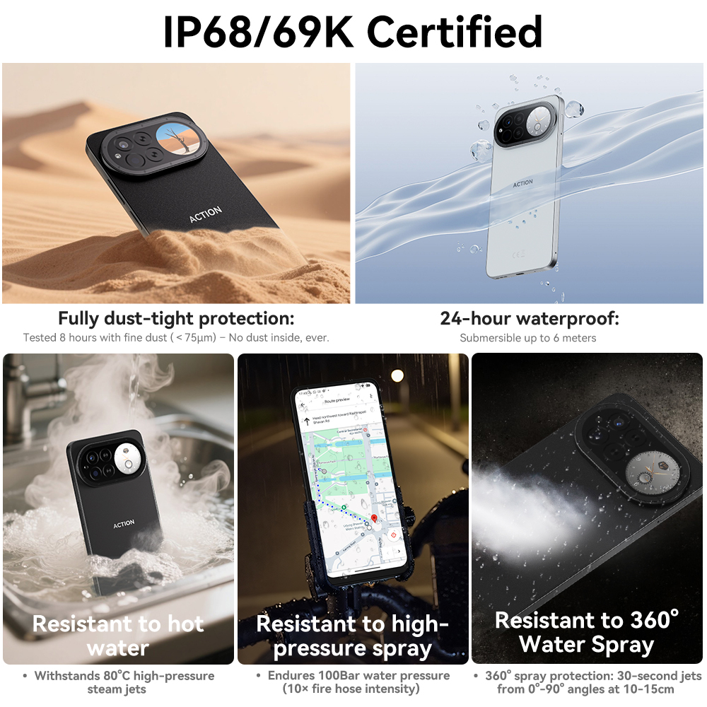 IIIF150 Action 15 Smartphone Dual Screen Design 24GB RAM 256GB ROM 6.67" HD+ 90Hz Display 5100mAh IP68 IP69K