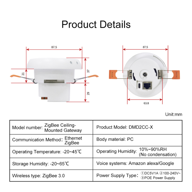 Zigbee Smart Ceiling-Mounted Gateway