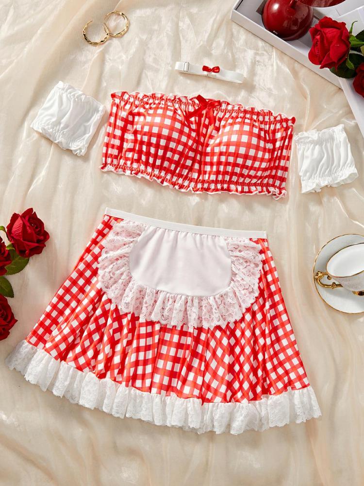 Red and White Plaid Dress