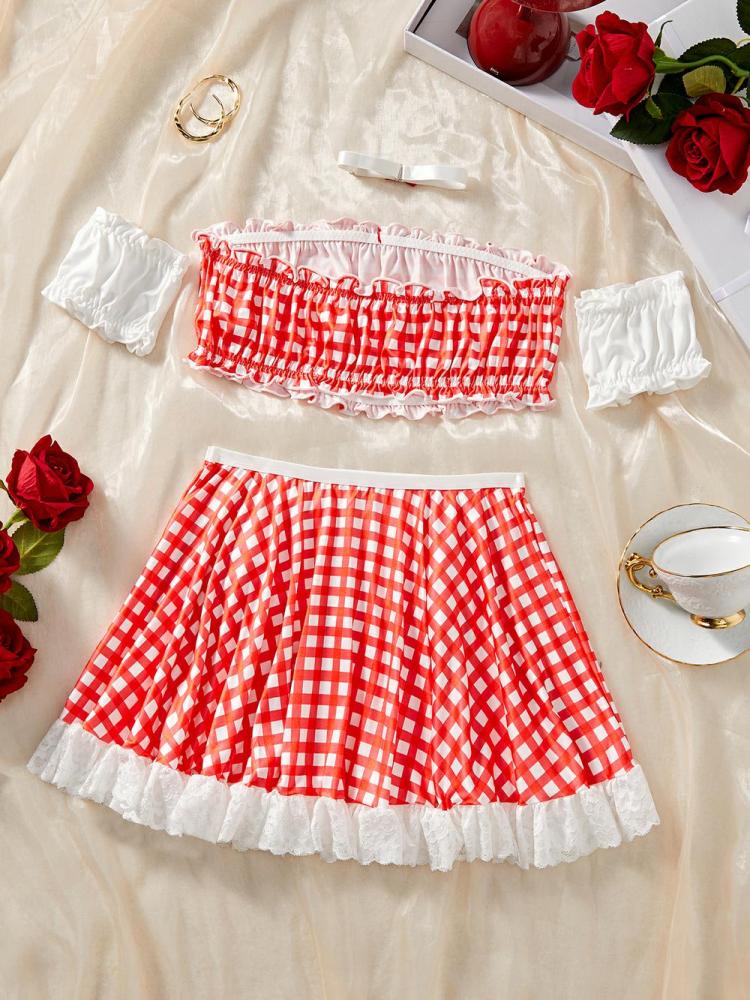 Red and White Plaid Dress