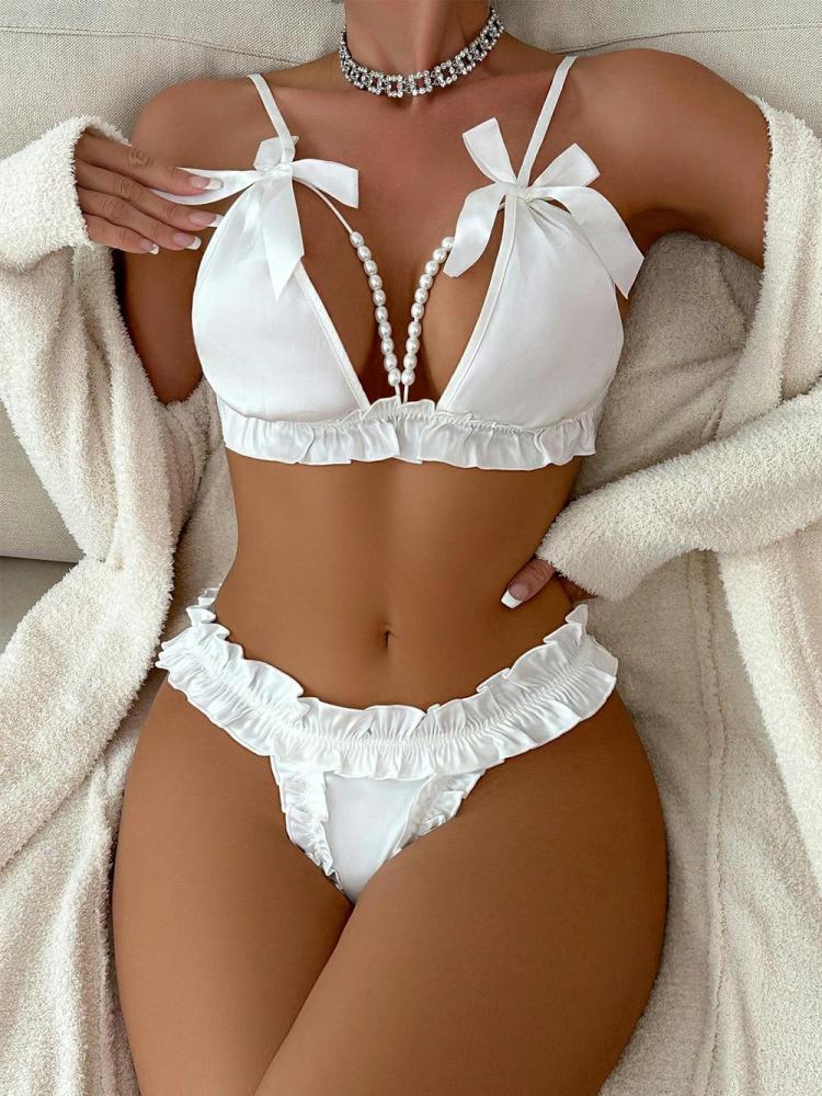 White Ruffle Bra Sets