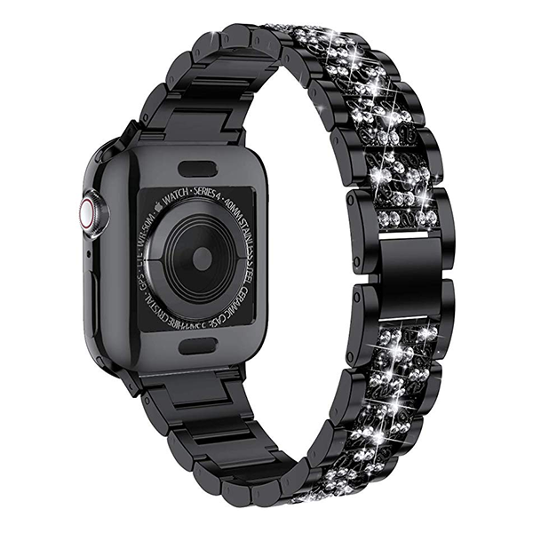 Exquisite Triple Beaded Apple Watch Band, Dazzling Inlaid Diamonds, Premium Stainless Steel - Elegant Gold Finish for Enhanced Style and Durability - Perfect for Business and Luxury Wear, Compatible with Apple Watch Models