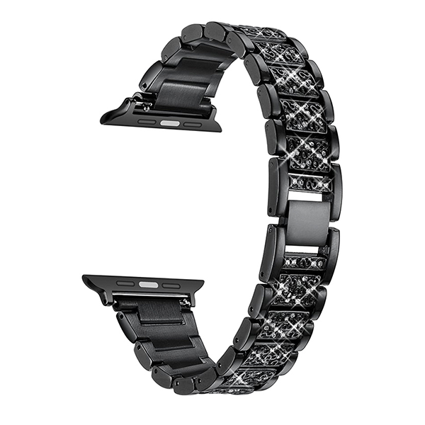 Exquisite Triple Beaded Apple Watch Band, Dazzling Inlaid Diamonds, Premium Stainless Steel - Elegant Gold Finish for Enhanced Style and Durability - Perfect for Business and Luxury Wear, Compatible with Apple Watch Models