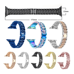 Exquisite Triple Beaded Apple Watch Band, Dazzling Inlaid Diamonds, Premium Stainless Steel - Elegant Gold Finish for Enhanced Style and Durability - Perfect for Business and Luxury Wear, Compatible with Apple Watch Models