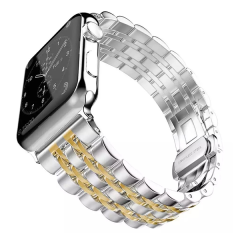 Seven-Bead Stainless Steel Watch Band for Apple Watch 4/3/2 with Elegant Butterfly Clasp - Stylish and Durable