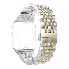 Seven-Bead Stainless Steel Watch Band for Apple Watch 4/3/2 with Elegant Butterfly Clasp - Stylish and Durable