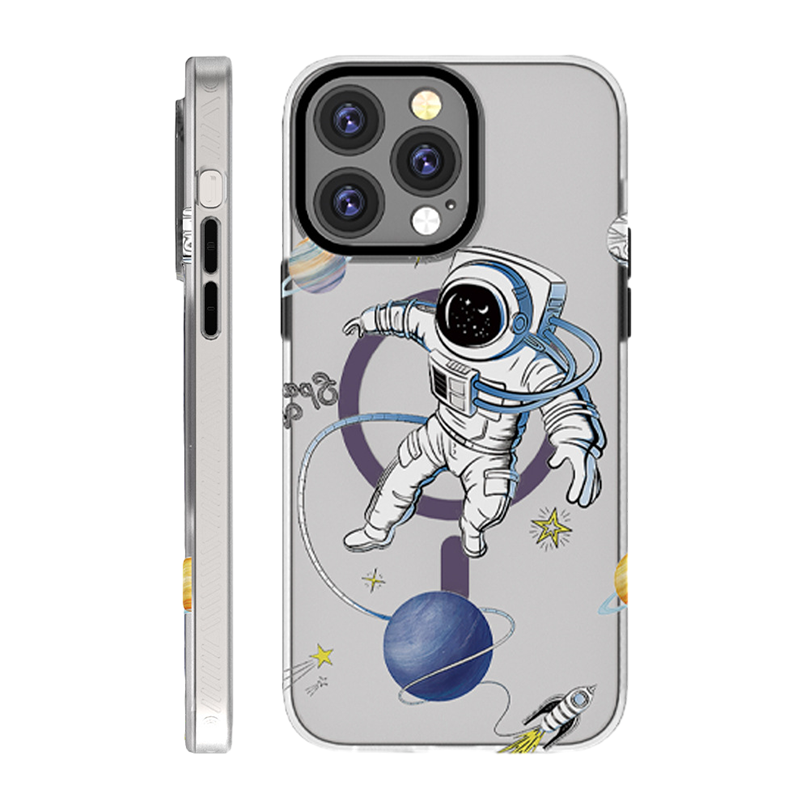 IMD Double-Layer Matte Astronaut TPU iPhone Case with Button Protection: Stylish Space-Themed Durability for Apple Devices