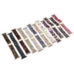 Transparent Glacial Resin Strap for Apple Watch with Three Beads, Compatible with Series 8/6/5/4/3