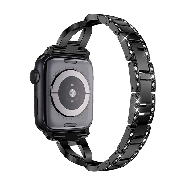 Cross-Chain Diamond Set Stainless Steel Watch Band for Apple Watch 8 Series