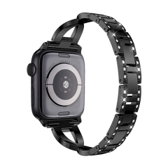 Cross-Chain Diamond Set Stainless Steel Watch Band for Apple Watch 8 Series