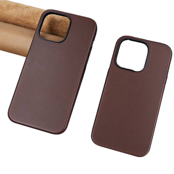 High-End Genuine Leather Magnetic Phone Case for Wireless Charging