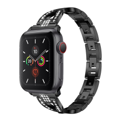 Cross-Chain Diamond Set Stainless Steel Watch Band for Apple Watch 8 Series